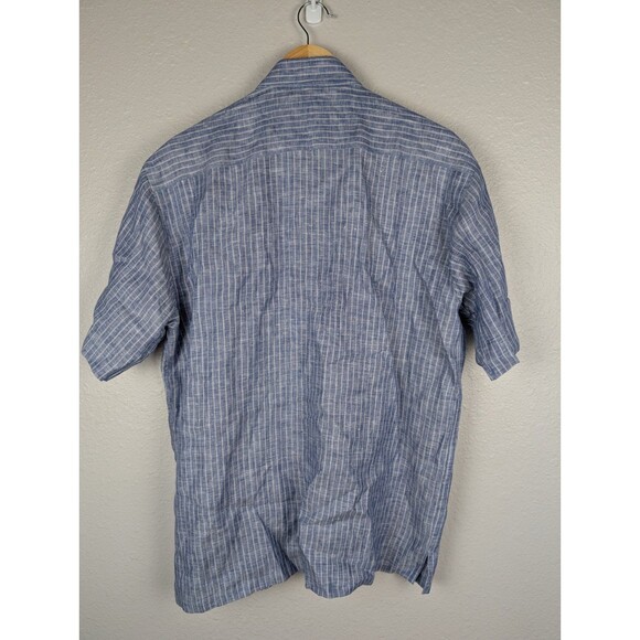 Multimillion Men's Shirt XL Blue Striped Linen Button Down - Picture 1 of 4